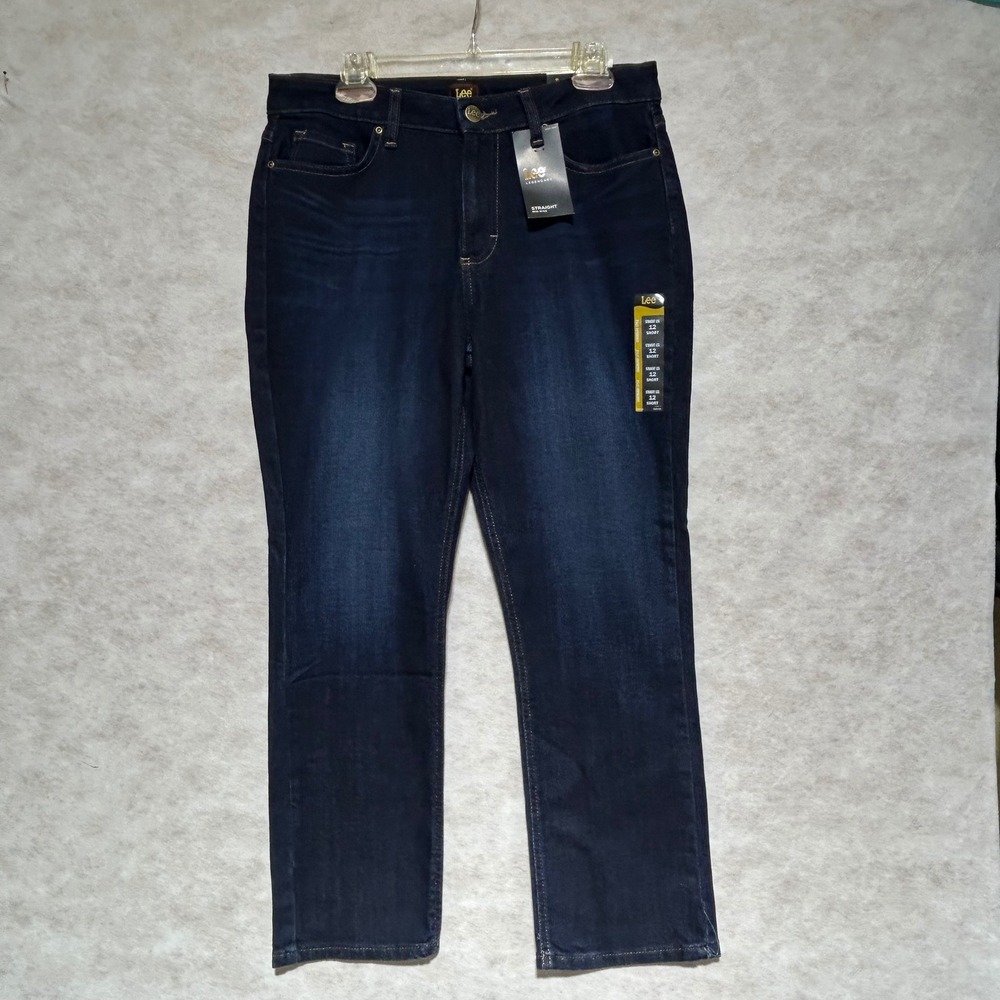Lee Legendary Straight Mid Rise Jeans Dark Wash Blue Denim 12 Short 103522077